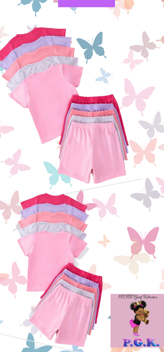 /Set Young Girl Casual Solid
Color Soft Knitted Fabric Short
Sleeve T-Shirt, Shorts Set 
Multicolor / 6Y